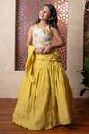 Buy_Kirti Agarwal - Pret N Couture_Yellow Tissue, Silk Embroidery Crush Lehenga Set _at_Aza_Fashions