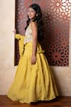 Kirti Agarwal - Pret N Couture_Yellow Tissue, Silk Embroidery Crush Lehenga Set _Online_at_Aza_Fashions