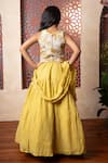 Shop_Kirti Agarwal - Pret N Couture_Yellow Tissue, Silk Embroidery Crush Lehenga Set _at_Aza_Fashions