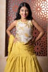 Buy_Kirti Agarwal - Pret N Couture_Yellow Tissue, Silk Embroidery Crush Lehenga Set _Online_at_Aza_Fashions