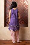 Shop_Kirti Agarwal - Pret N Couture_Purple Chanderi, Silk Embroidery And Peach Kurta Tulip Pant Set _at_Aza_Fashions