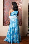 Kirti Agarwal - Pret N Couture_Blue Chinon, Crepe Beads, Sequins Ocean Printed Lehenga Set _Online_at_Aza_Fashions