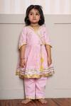 Buy_Kirti Agarwal - Pret N Couture_Pink Chanderi Cotton Embroidery Angrakha Kurta Set _at_Aza_Fashions
