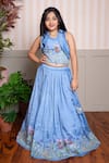 Buy_Kirti Agarwal - Pret N Couture_Blue Silk Embroidery Lehenga Set _at_Aza_Fashions