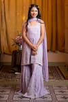 Kirti Agarwal - Pret N Couture_Purple Chanderi, Chiffon Embroidery Kurta Sharara Set _Online_at_Aza_Fashions