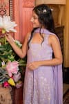 Kirti Agarwal - Pret N Couture_Purple Chanderi, Chiffon Embroidery Kurta Sharara Set _at_Aza_Fashions