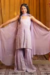 Buy_Kirti Agarwal - Pret N Couture_Purple Chanderi, Chiffon Embroidery Kurta Sharara Set _at_Aza_Fashions