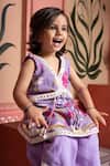 Kirti Agarwal - Pret N Couture_Purple Linen Tassels, Lace Floral Kurta And Flared Pant Set _Online_at_Aza_Fashions
