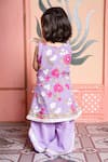 Shop_Kirti Agarwal - Pret N Couture_Purple Linen Tassels, Lace Floral Kurta And Flared Pant Set _at_Aza_Fashions