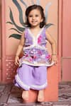 Shop_Kirti Agarwal - Pret N Couture_Purple Linen Tassels, Lace Floral Kurta And Flared Pant Set _Online_at_Aza_Fashions