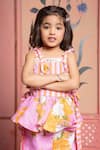 Buy_Kirti Agarwal - Pret N Couture_Pink Linen Floral Print Kurta And Flared Pant Set _Online_at_Aza_Fashions