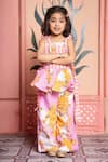 Shop_Kirti Agarwal - Pret N Couture_Pink Linen Floral Print Kurta And Flared Pant Set _Online_at_Aza_Fashions