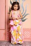 Buy_Kirti Agarwal - Pret N Couture_Pink Linen Floral Print Kurta And Flared Pant Set _at_Aza_Fashions