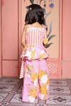 Shop_Kirti Agarwal - Pret N Couture_Pink Linen Floral Print Kurta And Flared Pant Set _at_Aza_Fashions
