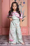 Buy_Kirti Agarwal - Pret N Couture_Green , Silk Embroidery Sea Top And Palazzo Set _at_Aza_Fashions