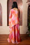Shop_Kirti Agarwal - Pret N Couture_Pink Satin, Crepe, Organza Embroidery Vibrant Crop Top Cape Sharara Set _at_Aza_Fashions