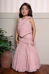 Buy_Kirti Agarwal - Pret N Couture_Pink Tissue, Silk Soft Dusty Draped Top And Lehenga Set _at_Aza_Fashions