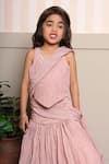 Kirti Agarwal - Pret N Couture_Pink Tissue, Silk Soft Dusty Draped Top And Lehenga Set _Online_at_Aza_Fashions