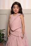 Buy_Kirti Agarwal - Pret N Couture_Pink Tissue, Silk Soft Dusty Draped Top And Lehenga Set _Online_at_Aza_Fashions