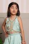 Kirti Agarwal - Pret N Couture_Green Silk Beads, Sequins, Embroidery Mint Lehenga Set _Online_at_Aza_Fashions