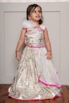 Buy_Kirti Agarwal - Pret N Couture_Cream Georgette, Organza Embroidery And Pink Draped Top With Lehenga _Online_at_Aza_Fashions
