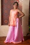 Buy_Kirti Agarwal - Pret N Couture_Orange Silk Embroidery Pink Kurta And Palazzo Set _at_Aza_Fashions