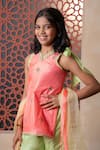 Kirti Agarwal - Pret N Couture_Orange Silk, Organza Embroidery And Green Tunic Sharara Set _Online_at_Aza_Fashions