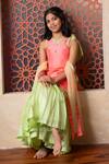 Buy_Kirti Agarwal - Pret N Couture_Orange Silk, Organza Embroidery And Green Tunic Sharara Set _Online_at_Aza_Fashions