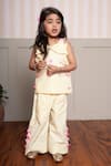 Kirti Agarwal - Pret N Couture_Yellow Cotton Bows Striped Top And Palazzo Set _Online_at_Aza_Fashions