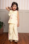Buy_Kirti Agarwal - Pret N Couture_Yellow Cotton Bows Striped Top And Palazzo Set _Online_at_Aza_Fashions