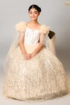 Kirti Agarwal - Pret N Couture_Gold Net, Silk Sequins Embellished Gown _at_Aza_Fashions