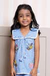 Kirti Agarwal - Pret N Couture_Blue Cotton Embroidery, Lace Gingham Top And Palazzo Set _Online_at_Aza_Fashions