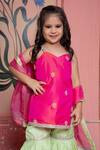 Kirti Agarwal - Pret N Couture_Pink Silk, Organza Embroidery And Green Kurta Sharara Set _Online_at_Aza_Fashions