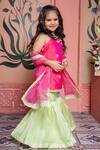 Shop_Kirti Agarwal - Pret N Couture_Pink Silk, Organza Embroidery And Green Kurta Sharara Set _Online_at_Aza_Fashions