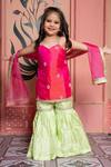 Buy_Kirti Agarwal - Pret N Couture_Pink Silk, Organza Embroidery And Green Kurta Sharara Set _at_Aza_Fashions