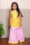 Buy_Kirti Agarwal - Pret N Couture_Yellow Silk Embroidery And Pink Tunic Palazzo Set _Online_at_Aza_Fashions