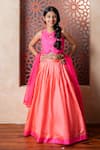 Buy_Kirti Agarwal - Pret N Couture_Pink Silk, Organza Embroidery And Orange Lehenga Set _at_Aza_Fashions