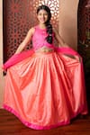 Buy_Kirti Agarwal - Pret N Couture_Pink Silk, Organza Embroidery And Orange Lehenga Set 