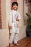 Buy_Kirti Agarwal - Pret N Couture_Ivory Silk Embroidery Kurta Set With Nehru Jacket _at_Aza_Fashions