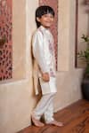 Kirti Agarwal - Pret N Couture_Ivory Silk Embroidery Kurta Set With Nehru Jacket _Online_at_Aza_Fashions