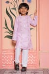 Buy_Kirti Agarwal - Pret N Couture_Blush Chanderi, Cotton, Silk Embroidery Kurta And Churidar Set _at_Aza_Fashions