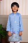 Buy_Kirti Agarwal - Pret N Couture_Blue Silk, Cotton Embroidery Designer Kurta And Pyjama Set _Online_at_Aza_Fashions