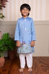 Buy_Kirti Agarwal - Pret N Couture_Blue Silk, Cotton Embroidery Designer Kurta And Pyjama Set _at_Aza_Fashions
