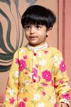 Kirti Agarwal - Pret N Couture_Yellow Linen, Cotton, Silk Embroidery Floral Kurta And Dhoti Pant Set _Online_at_Aza_Fashions