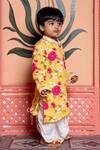 Buy_Kirti Agarwal - Pret N Couture_Yellow Linen, Cotton, Silk Embroidery Floral Kurta And Dhoti Pant Set 