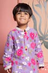 Kirti Agarwal - Pret N Couture_Purple Linen, Cotton Embroidery Lavender Floral Kurta And Pyjama Set _at_Aza_Fashions