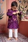 Shop_Kirti Agarwal - Pret N Couture_Purple Silk, Cotton Embroidery Bundi Kurta Set _Online_at_Aza_Fashions