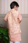 Shop_Kirti Agarwal - Pret N Couture_Peach Chanderi, Lurex Embroidery Designer Kurta Jacket Pyjama Set _at_Aza_Fashions