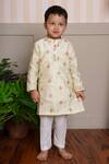 Kirti Agarwal - Pret N Couture_Yellow Chanderi, Cotton, Silk Embroidery Kurta And Pant Set _Online_at_Aza_Fashions