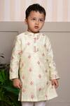 Buy_Kirti Agarwal - Pret N Couture_Yellow Chanderi, Cotton, Silk Embroidery Kurta And Pant Set _Online_at_Aza_Fashions
